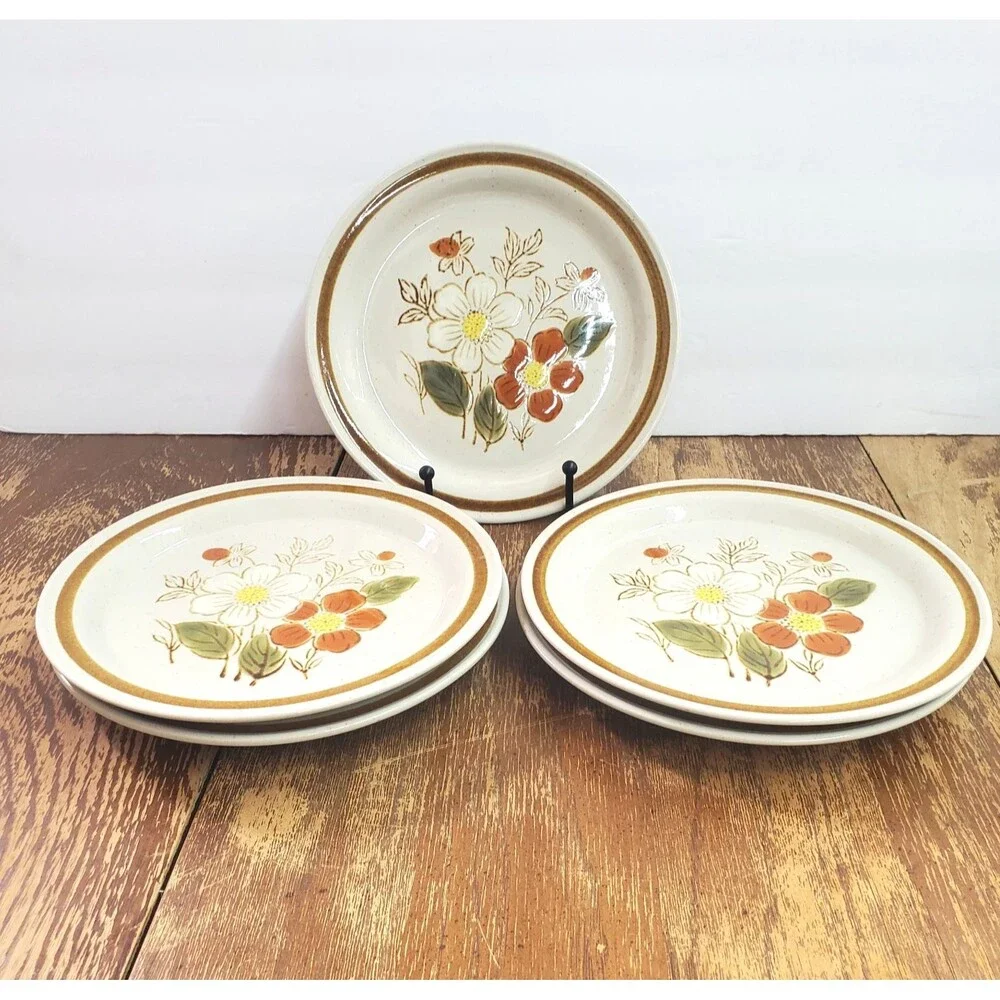 Set of 6 Vintage Old Brook Collection Stonecreek Bread Plates Japan Stoneware